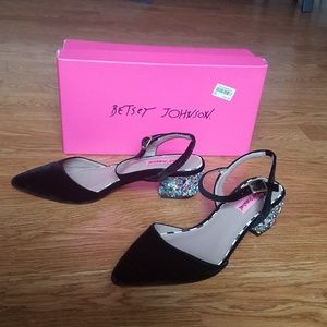 Betsey Johnson Lena BLACK VELVET slingbacks
